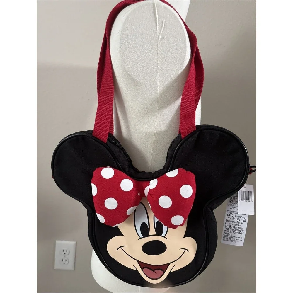New 2026 Disneyland Resort Minnie Mouse Mini Face Tote Bag w/Removable Straps
